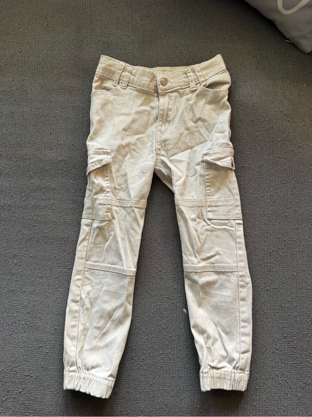 Kids Beige Cargo Jogger Pants